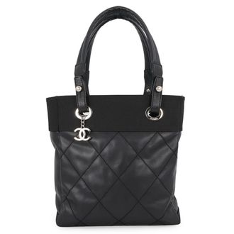Chanel Matelasse Black Pvc Leather Handbag Tote Bag (Pre-Owned)