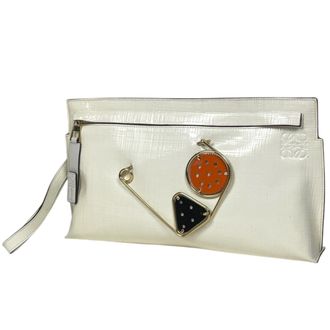 Loewe Ivory Patent Leather Leather Clutch Bag Pouch (Pre-Owned)