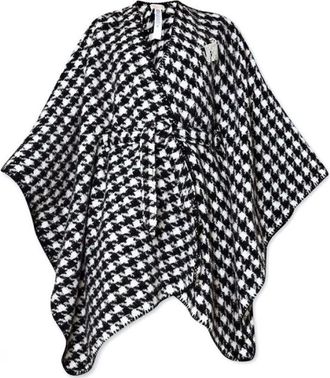 Liu Jo Houndstooth Kimono - Dames - Ponchos - Zwart - ONE Size - Polyester - Jassen