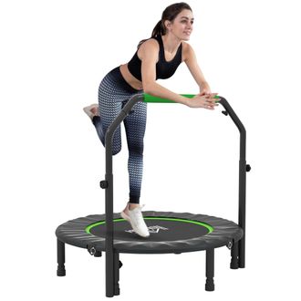 OEM Cama El&aacute;stica Plegable &Oslash;102 Cm Con Mango Ajustable Marco De Acero Para Entrenamiento Piernas Cuerpo Negro Y Verde