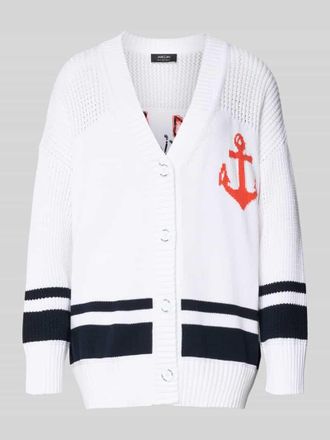 Marc Cain Cardigan mit &uuml;berschnittenen Schultern und V-Ausschnitt in Weiss, Gr&ouml;&szlig;e 34