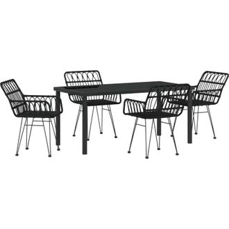 vidaXL Conjunto De Comedor De Jard&iacute;n 5 Pcs Negro Polirat&aacute;n Vidaxl