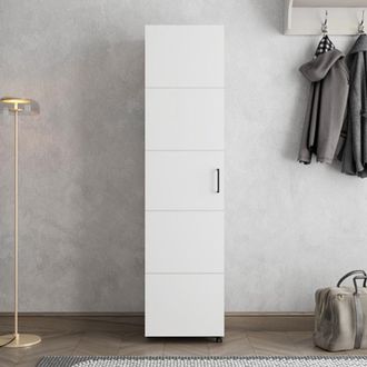 Dmora Zapatero Visby, Mueble Para Zapatos 10 Estantes, Una Puerta, Doble Capacidad, Ruedas, 46x33x185h Cm Blanco Crema