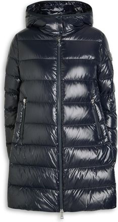 Moncler Courcelles Glossed Shell Parka Coat - Navy - 5 (UK 18 / Xxl)