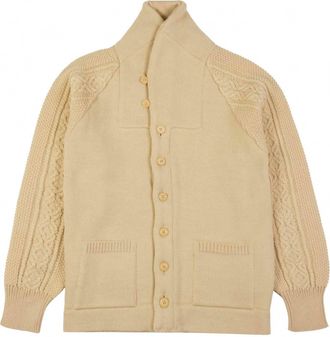 Nigel Cabourn Mens Fisherman Cardigan In Ivory