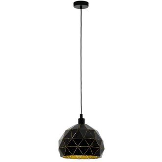 Eglo Eglo - Lampadario a Sospensione Contemporaneo Roccaforte Acciaio Nero Oro 1 Luce E27