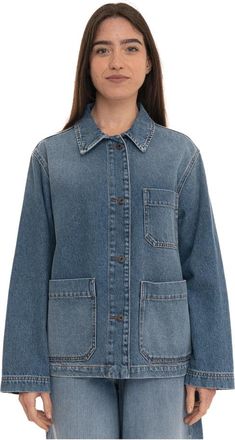 Max Mara Straight Jacket - Dames - Spijkerjassen - Blauw - XS - Katoen - Jassen