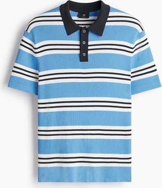 H&M Regular Fit Polo Shirt in Blue/striped at Nordstrom, Size Xx-Large