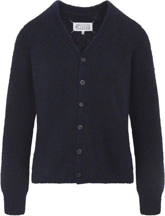Maison Margiela Navy Blue Virgin Wool Cardigan