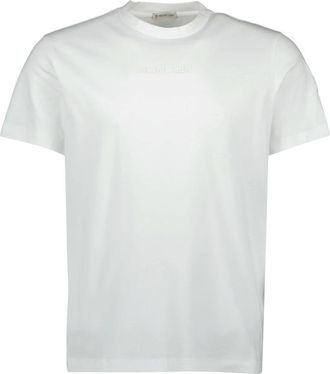 Moncler Wit Logo T-shirt Lente-Zomer 2025 - Heren - T-shirts - Wit - M - Katoen - Tops
