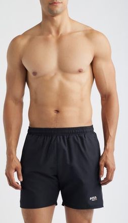 BOSS Swordfish Swim Trunks in Black at Nordstrom, Size Xx-Large