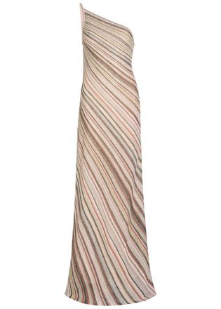 Missoni Striped One-shoulder Metallic-knit Maxi Dress - Multicoloured - 38 (UK6 / XS)