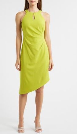 Anne Klein Side Pleat Asymmetric Dress in Citron Zest at Nordstrom Rack, Size 14