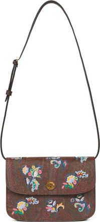 Etro small embroidered cross body bag - Brown