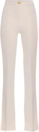 Elisabetta Franchi Crepe Flared Broek - Dames - Wijde Broeken - Wit - M - Polyester - Broeken