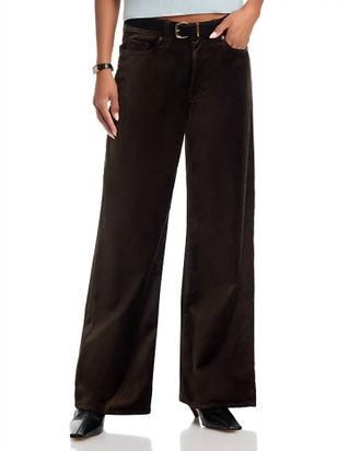 Frame Denim Le Slim Palazzo Velveteen Pant In Dark Clove Velvet