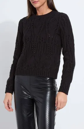 Lyss&eacute; Eliza Cozy Embelished Cable Sweater In Black