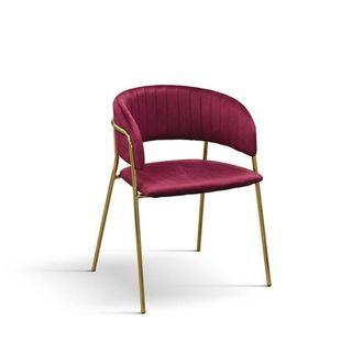 Konte Design Lote de 2 sillas de tela efecto terciopelo burdeos, estructura dorada