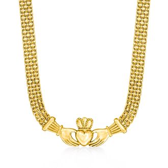 Ross-Simons 18kt Gold Over Sterling Bismark-Link Claddagh Necklace