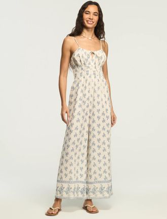 Lucky Brand Womens Gauze Smocked Waist Jumpsuit