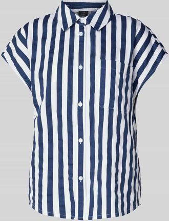 Monari Regular Fit Bluse mit Kappärmeln und Brusttasche in Marine, Größe 38