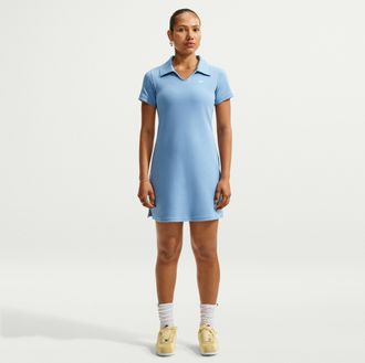 Nike Womens Nike Sportswear Chill Knit Slim Polo Dress in Blue | IO2718-486
