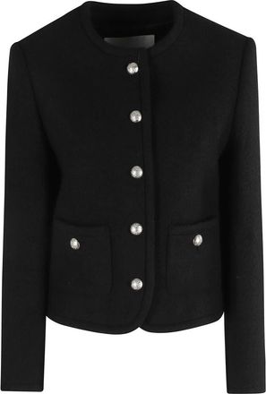 Dunst Zwart Tweed Kort Jack - Dames - Blazers - Zwart - M - Tweed - Jassen