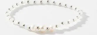 Simons Womens Faceted bead and pearl bracelet