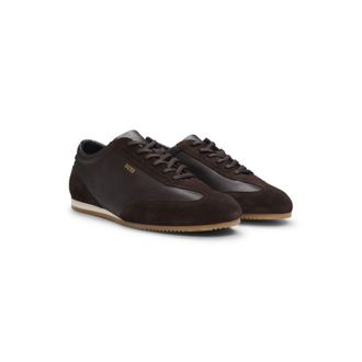 BOSS Leather sneakers with suede trims