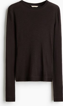 H&M Feinstrick-Shirt aus Wolle - Brown
