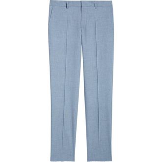 BOSS Genius Slim Fit Flat Front Virgin Wool Blend Dress Pants in Open Blue at Nordstrom, Size 30
