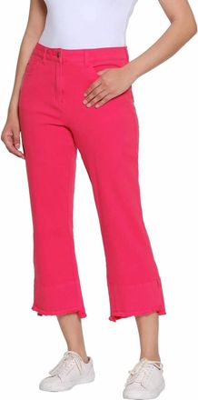 Multiples Fringe Hem Crop Pants In Red