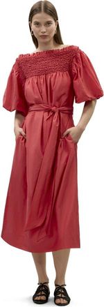 Rebecca Taylor Merrick Silk Cotton Midi Dress in Scarlet at Nordstrom, Size X-Large