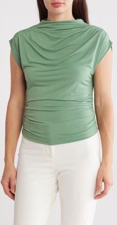 Renee C Cap Sleeve Ruched Crop Top in Sage at Nordstrom Rack, Size X-Large