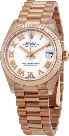 Rolex Datejust 31 White Dial Automatic Ladies 18kt Everose Gold President Watch 278275WRP