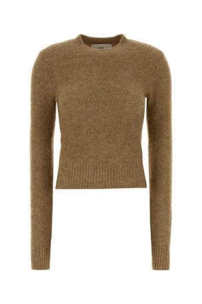Ami Brown Knitted Crew Neck Sweater