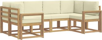 vidaXL Conjunto De Sof&aacute;s De Exterior 6 Uds. Blanco Y Crema Vidaxl