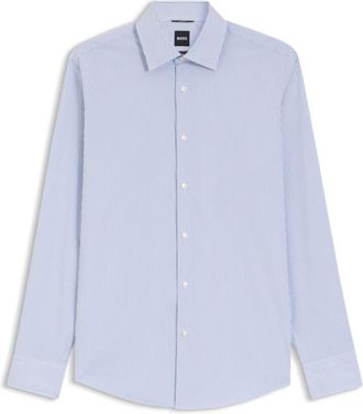 BOSS Striped regular-fit shirt in performance-stretch fabric