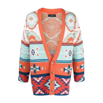 Alanui Cardigans, male, Orange, Size: M Red Desert Road Jacquard Cardigan