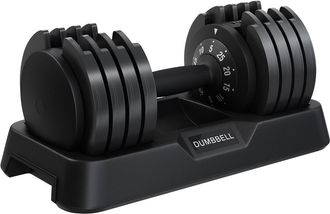 Yaheetech Homevive Mancuernas Ajustables 5 En 1 Pesas De Ajuste R&aacute;pido En 1 Segundo De 5 Kg A 25 Kg Para Gimnasio En Casa Negro