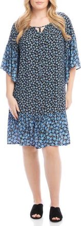 Karen Kane Floral Ruffle Hem Dress in Print at Nordstrom, Size 0X
