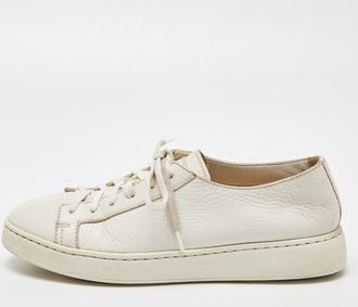 Santoni White Leather Low Top Sneakers