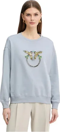 Pinko Pinko - Nelly Sweatshirt - Dames - Sweatshirts & Hoodies - Blauw - Maat: M Katoen
