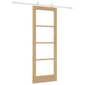 Berkfield Home Sliding Door with Hardware Set ORKDALSolid Wood & Glass in Beige