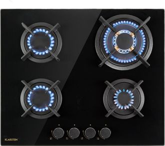 Klarstein Klarstein Goldflame 4 Piano Cottura A Gas 4 Fuochi Bruciatori In Ottone Vetroceramica Nera