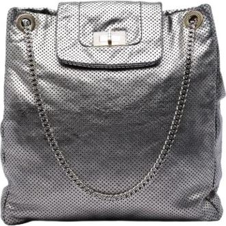 Chanel Pre-owned Perforated Leather Tote Bag - Dames - Vintage Schoudertas - Grijs - ONE Size - Leer - Vintage