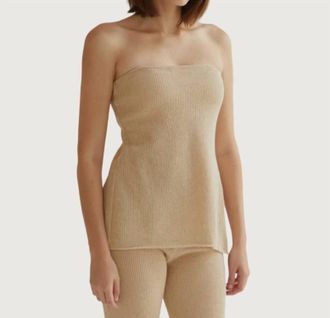 Crescent Brookie Crochet Knit Top In Sand