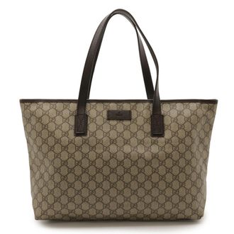 Gucci Beige Beige Brown Dark Brown Gg Supreme Shoulder Bag Tote Bag (Pre-Owned)