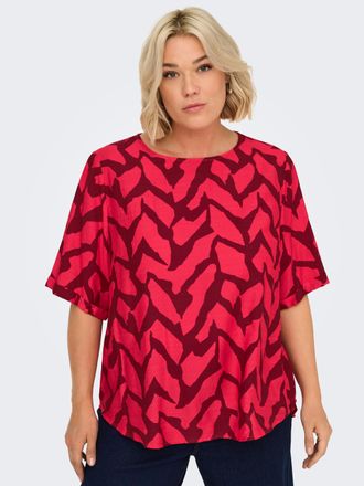 Only Carmakoma Shirtbluse ONLY CARMAKOMA CARBERIET SS TOP AOP, Damen, Gr. 44, hibiscus aop:graphic tribe, Jersey, Obermaterial: 80% Viskose, 20% Polyamid, bedruckt, 