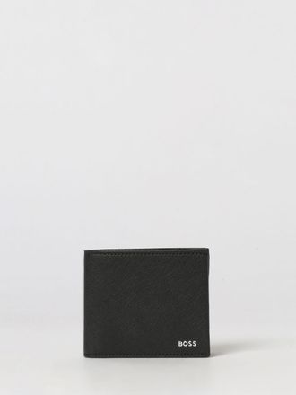 HUGO BOSS Saffiano Leather Horizontal Wallet with Coin Pocket and Logo